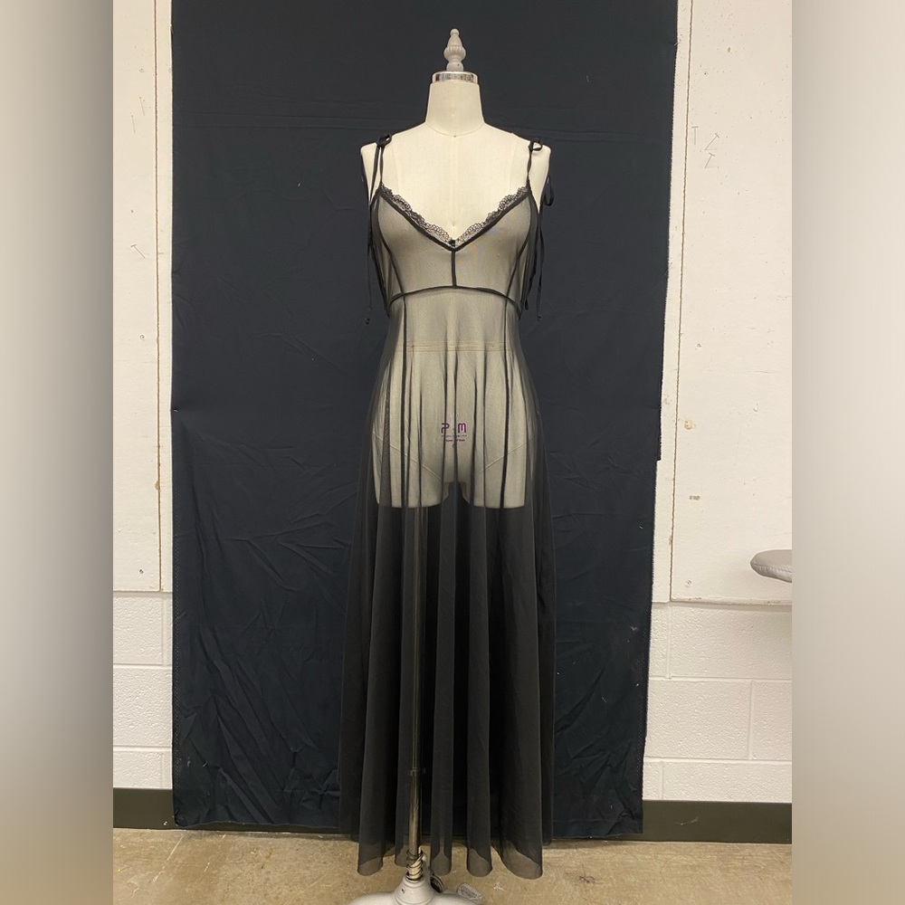 Black mesh lace dress